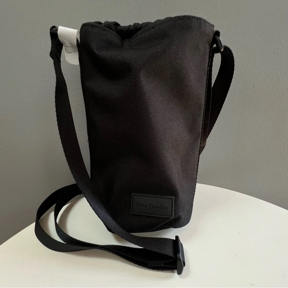 NWT Vera Bradley Lighten Up Water Bottle Holder Crossbody Black - Picture 2 of 3